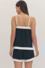 Navy Contrast Sleeveless Top
