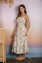 Brown Tropical Strapless Dress