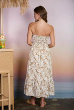 Brown Tropical Strapless Dress
