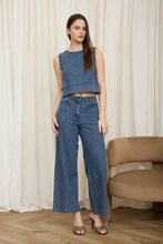 Denim Stripe Sleeveless Crop Top