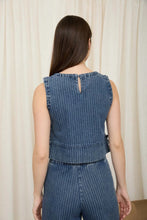 Denim Stripe Sleeveless Crop Top