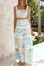 Blue Tropical Abstract Skirt Set