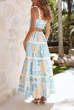 Blue Tropical Abstract Skirt Set