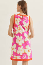 Pink Floral Sleeveless Shift Dress