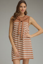Camel Striped Tie Dress