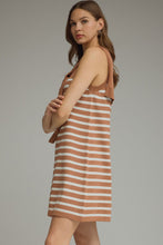 Camel Striped Tie Dress