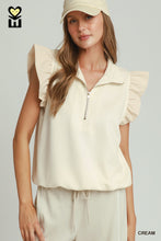 Cream Ruffle Quarter Zip Top