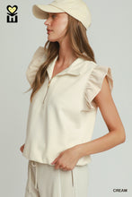 Cream Ruffle Quarter Zip Top