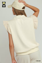 Cream Ruffle Quarter Zip Top