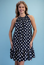 Navy Polka Dot Halter Dress