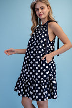 Navy Polka Dot Halter Dress