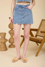 Scalloped Denim Button Skirt