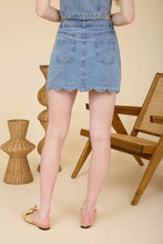 Scalloped Denim Button Skirt