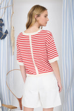 Red Stripe Short Sleeve Sweater