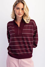 Maroon Scuba Striped Long Sleeve Top