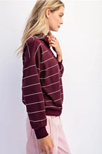 Maroon Scuba Striped Long Sleeve Top