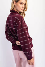 Maroon Scuba Striped Long Sleeve Top