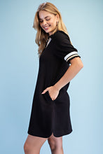 Black Contrast Trim Ruffle Dress