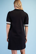 Black Contrast Trim Ruffle Dress