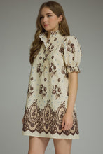 Ivory Floral Puff Sleeve Dress