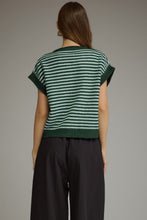 Hunter Green Striped Button Sweater