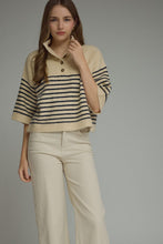 Ivory Stripe Mock Neck Sweater