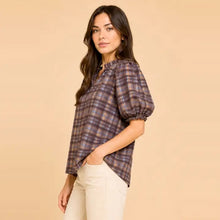 Plaid Puff Sleeve Top
