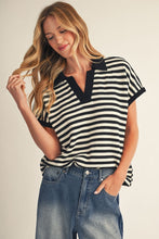 Black Stripe Knit Top