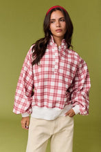 Red Plaid Mock Neck Pullover