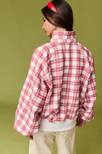 Red Plaid Mock Neck Pullover