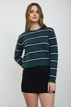 Green Stripe Button Cardigan