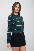 Green Stripe Button Cardigan