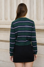 Green Stripe Button Cardigan