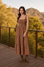 Tan Plaid Corset Midi Dress