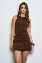 Brown Suede Belted Dress
