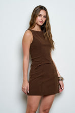 Brown Suede Belted Dress