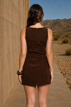 Brown Suede Belted Dress