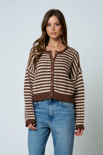 Brown Stripe Button Cardigan