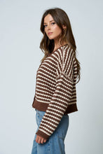 Brown Stripe Button Cardigan