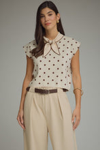 Ecru Dotted Cap Sleeve Sweater