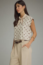 Ecru Dotted Cap Sleeve Sweater