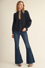 Black Contrast Trim Long Sleeve Top