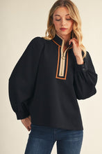 Black Contrast Trim Long Sleeve Top