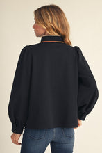 Black Contrast Trim Long Sleeve Top