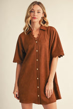 Camel Scallop Suede Dress