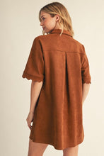 Camel Scallop Suede Dress