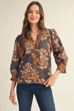 Mocha Floral Embroidered Top