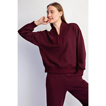 Maroon Scuba V-Neck Top