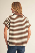 Brown Stripe V-Neck Top