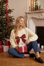 Cream Plaid Bow Sweatshirt